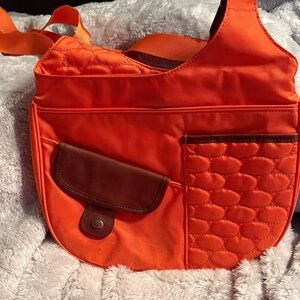 Vibrant Orange Quilted Shoulder Bag